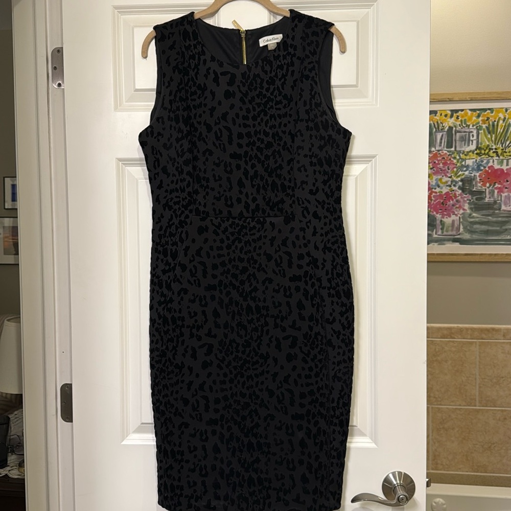 Calvin Klein Black on Black Patterned Dress
